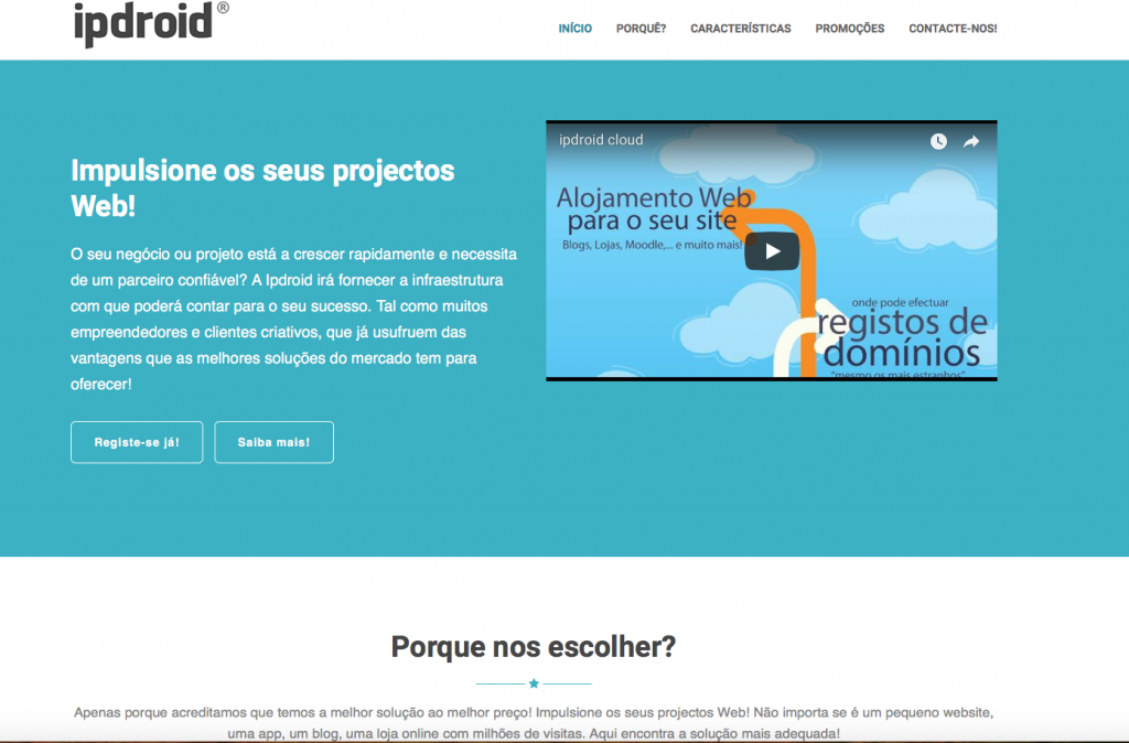 Área de Promoções de Alojamento Web da ipdroid