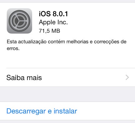 Apple lança update iOS 8.0.1… mas arrependeu-se!